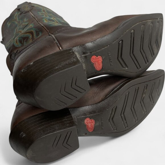 Justin Boots Women's 8.5 Turquoise Leather Western Cowboy Cowgirl Square Toe - Picture 13 of 13